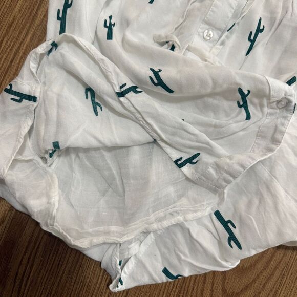 Japana White Dress with Green Cactus Women's Size M - Picture 6 of 7